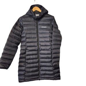 Columbia 650 Down Filled Packable Black Puffer Hooded Jacket Coat Size Medium